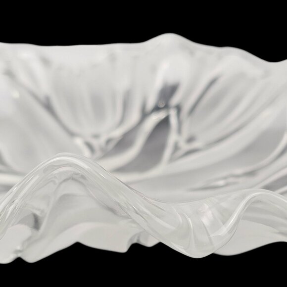 Mikasa Tulip Satin Frosted Flower Glass Crystal Dish Platter Heavy Centerpiece‎ - Picture 5 of 13